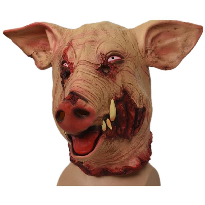 Funny Wild Boar Head Mask For Halloween Party Unique Latex Animal Costume Accessory