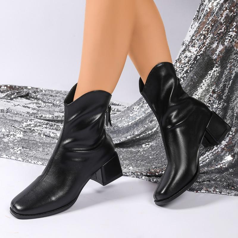 Women Ankle Boots Goth Fashion High Heels Shoes New Trend Pumps  Winter Chunky Woman Casual Heeled Chelsea Short Botas Mujer