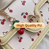Sweet Cherry Square Chains Crossbody Bags for Woman Luxury Designer Brand Handbags Shoulder Bag New Female Black White HandBag