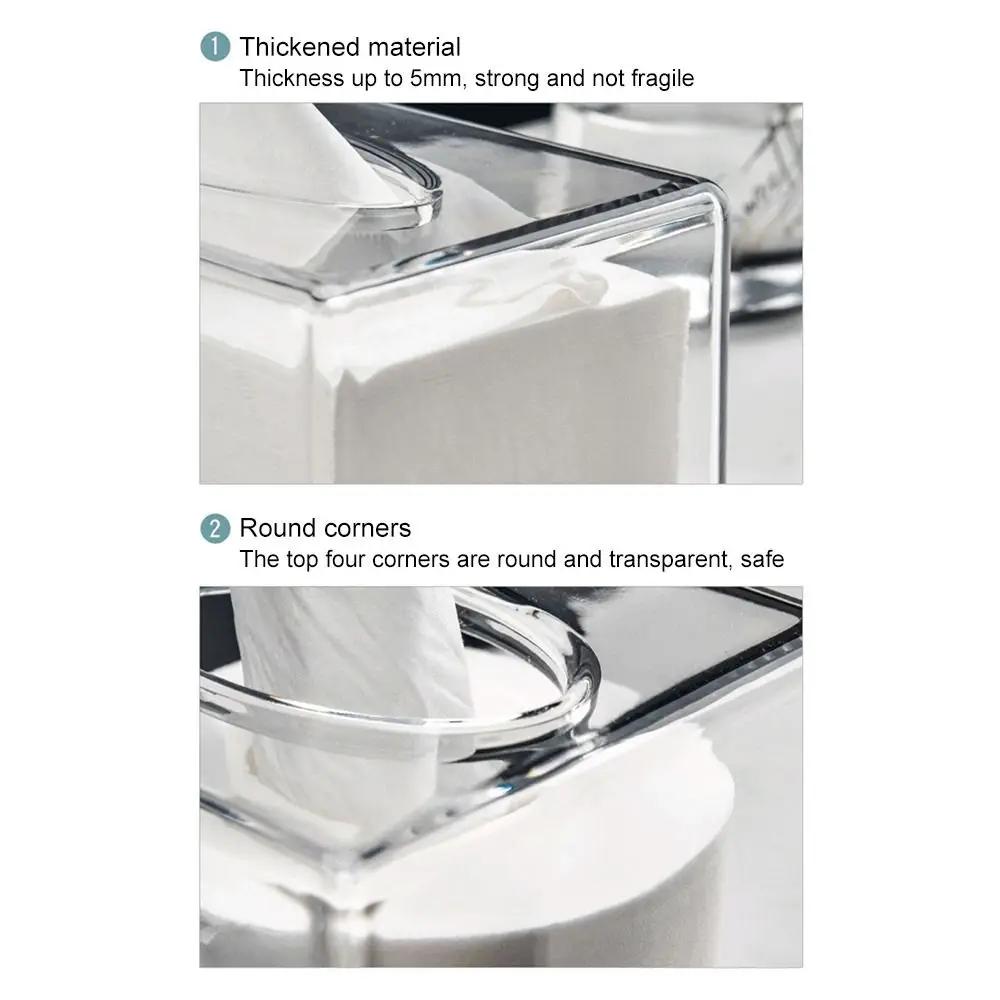 Akrylový průhledný kryt krabičky na ubrousky Obdélníkový zásobník na ubrousky Držák na kancelářský papír