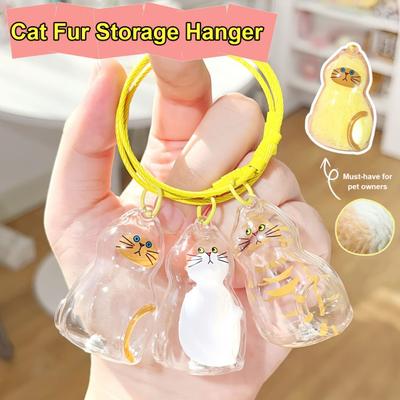1/6Pcs Cat Style Memorial Keychain Pendant Transparent Cat Hair Storage Bottle Key Chain Pet Memorial Accessories