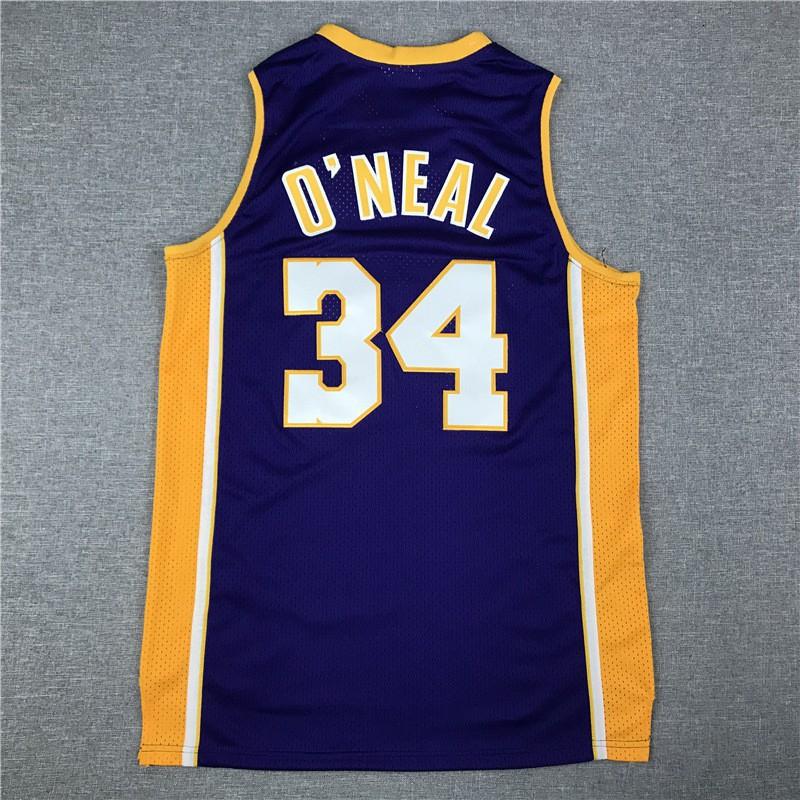 Dámský basketbalový dres Lakers NBA Shaquille O'Neal 34 Vyšívaný Sportovní oblečení Volný střih Závěsný na krku Dlouhý rukáv