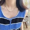 Vintage Square Smiley Face Pendant Necklace Women'S Light Luxury Smiling Style Accessories Collarbone Chain