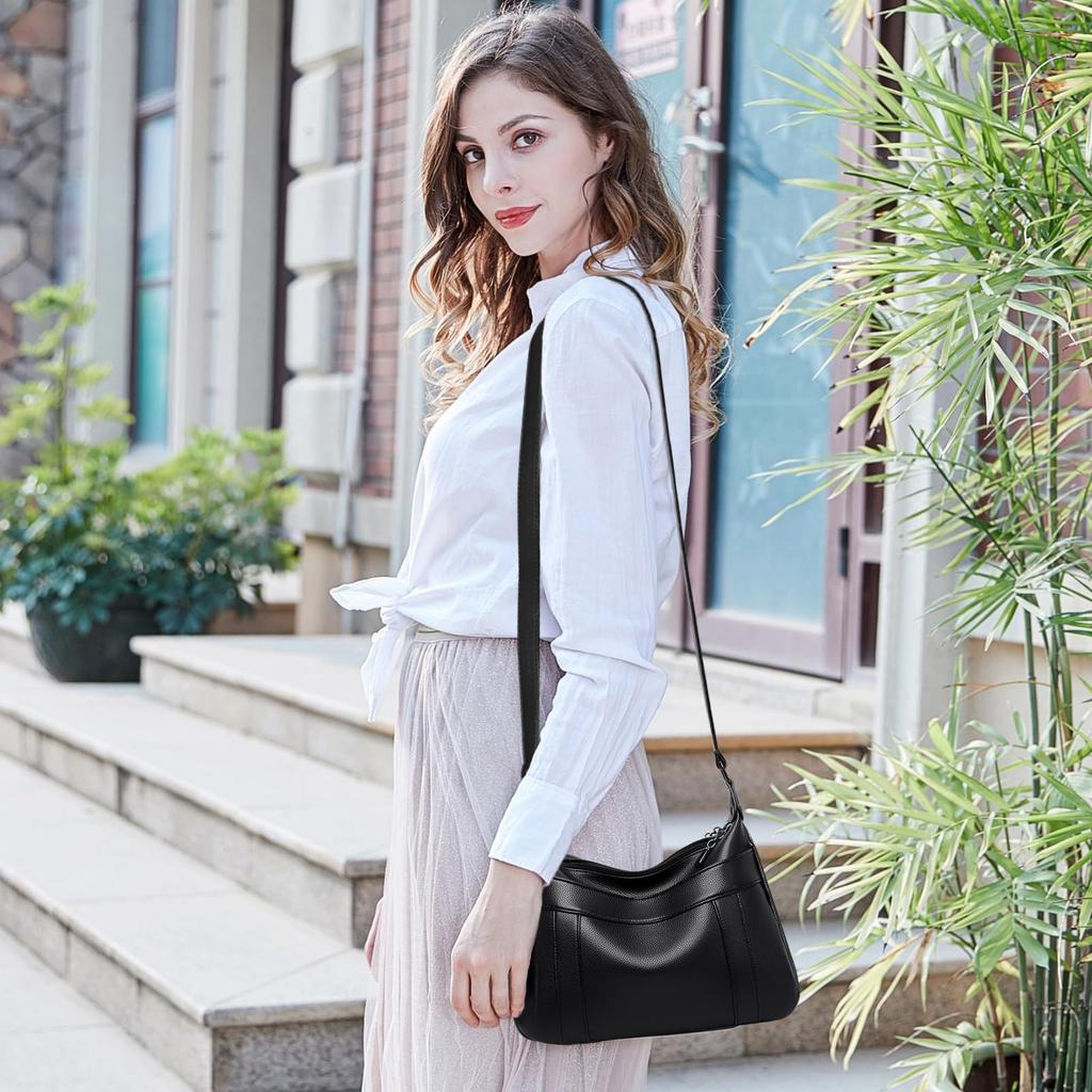 NICOLE & DORIS Damen Umhängetasche, Groß, Crossbody, Großes Fassungsvermögen, Wasserdicht, PU-Leder, Zweilagige Trennwand, Leicht, Synthetisches Leder,