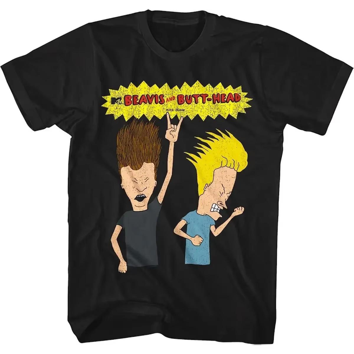 

1993 Animated Cartoon Beavis and Butthead American CasualFitnessLoose Pure Cotton UnisexsTshirt Womens Shortsleeved Couple2026 L
