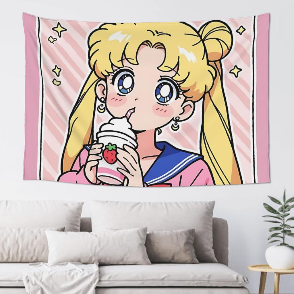 Cutecore Sailor Moons Tapestry Bedroom Decoration Wall Hanging Blanket Tapestry Cool Stuff For Room