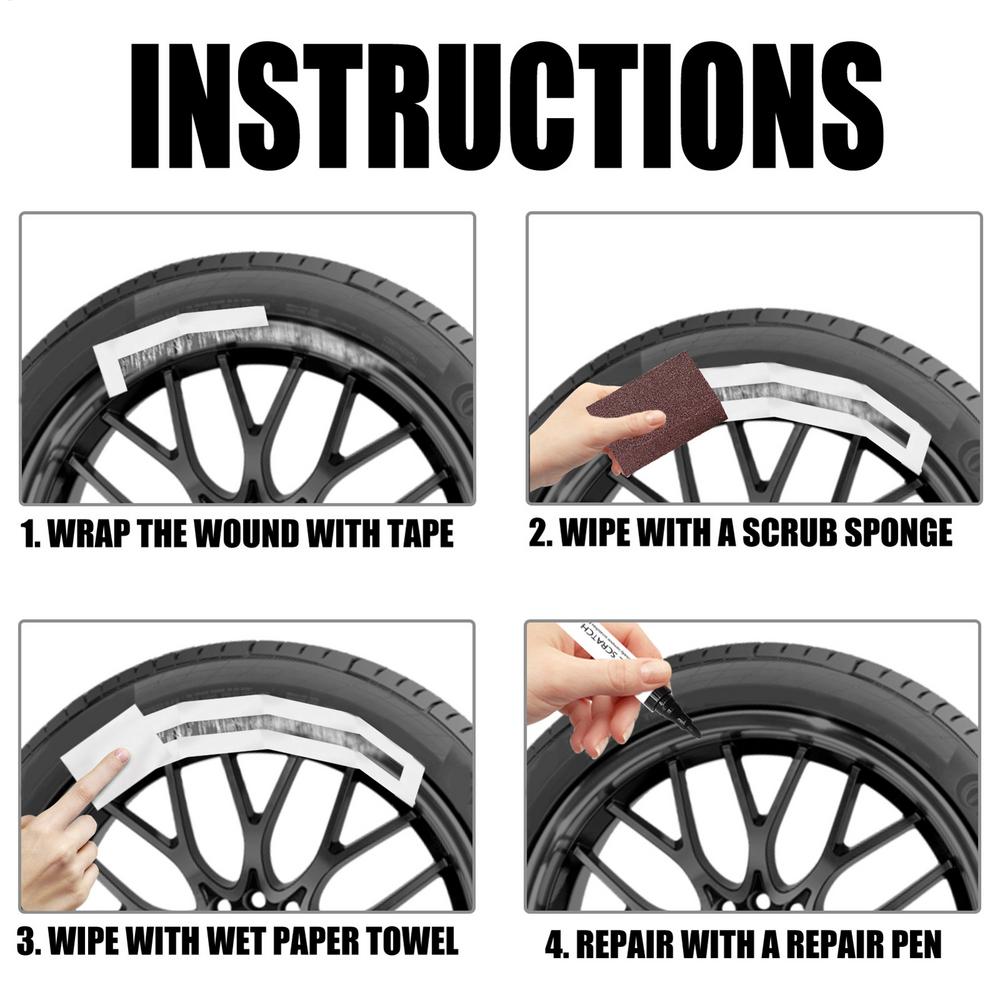 Wheel Rim Repair Kit Automotive Black Alloy Wheel Rims Paint Fill Pen Set Car Wheel Repair Quick Dry Coverage For Black Tire Rim