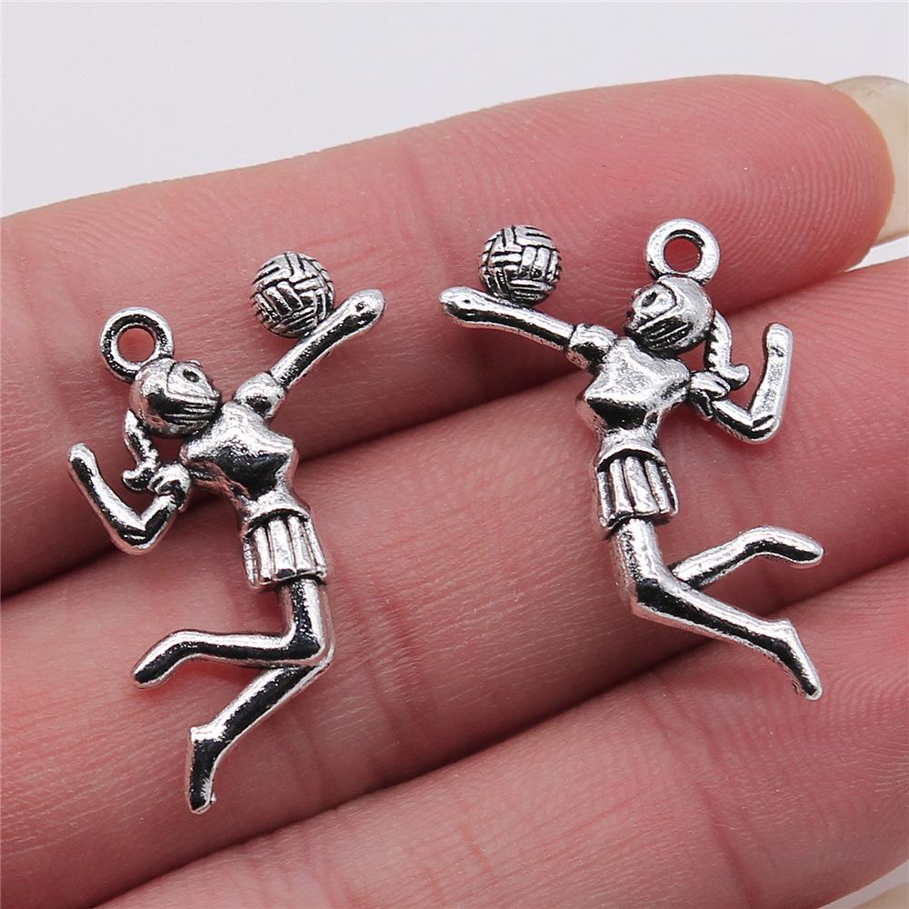 20pcs Sport Charms Volleyball Charms For Jewelry Making Antique Bronze Silver Color Pendants DIY Crafts Making Findings