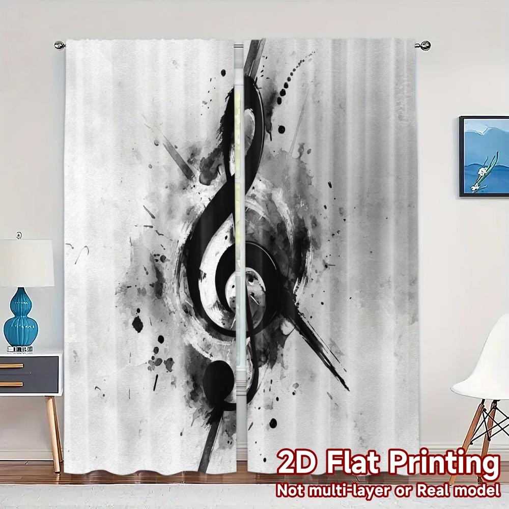 2pcs, 2D FLAT PRINTING Curtains (Without Rod) HarmonyInk Popular Print Curtains Polyester Curtains Thermal Insulation, and Room