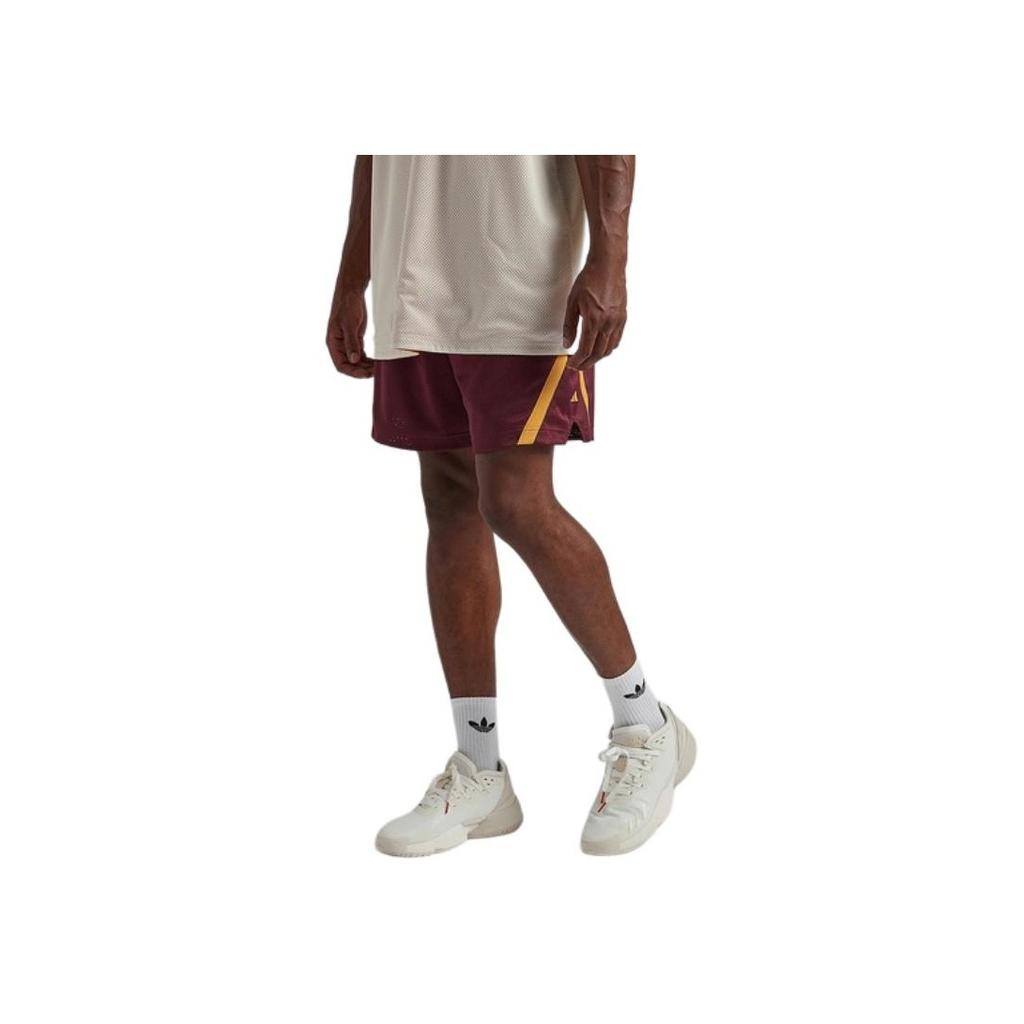 adidas Mesh Breathable Side Pocket Hem Slit Tie Casual Shorts Men Shorts Dark-Red IM4207