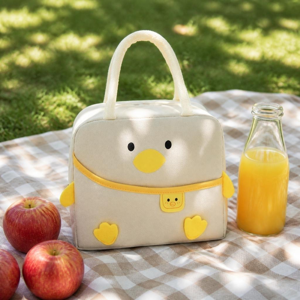 Insulated Lunch Bag with Zipper Closure and Handle Cartoon Design Portable Food Storage Bag for Work School Picnic