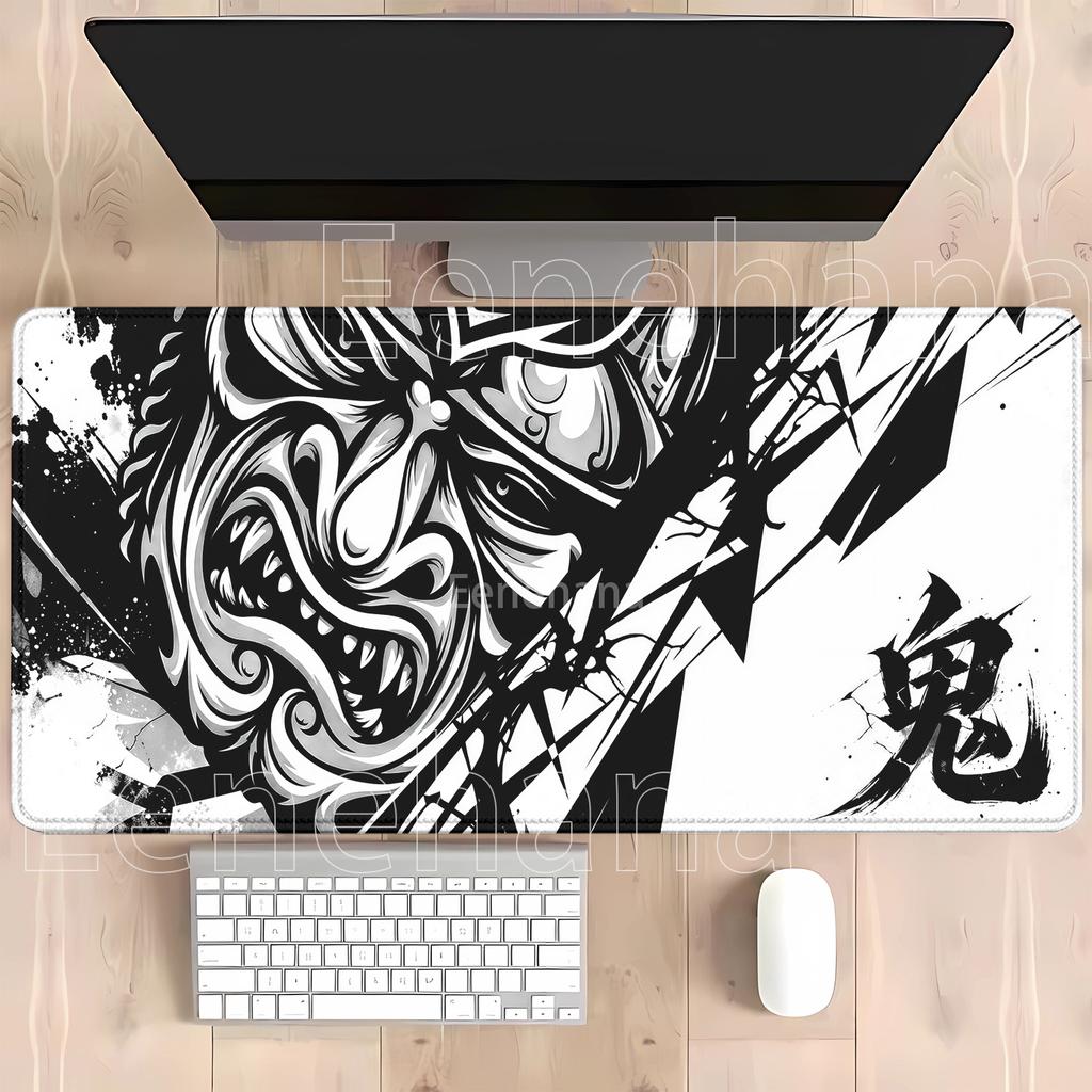 Anime Ghost Face Cartoon Nonslip Base Mouse Pad Hd Printing Samurai Devil Mask Gaming Mousepad Office Overlock Esports Desk Mat