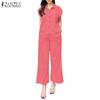 ZANZEA Women Short Sleeve Blouse and Pants Summer Two Piece Suit Sets
