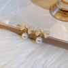 Real Gold Plated 925 Silver Needle Earrings, Natural Freshwater Pearl Flower Drop Earring, Elegant Floral Dangle Stud Earrings For Women Wedding Party