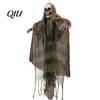 Creepy Doorway Ghost Ornaments Halloween Animatronics Hanging Decoration, Sound Activated Grim Reaper Prop with LED Secret Room Props Glowing Eyes And