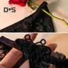 Women Panties See-through Lace Flower Embroidery Applique Soft Mesh Low Waist Cotton Crotch Thin Soft Breathable Hollow Out Bow Decor Lady Briefs