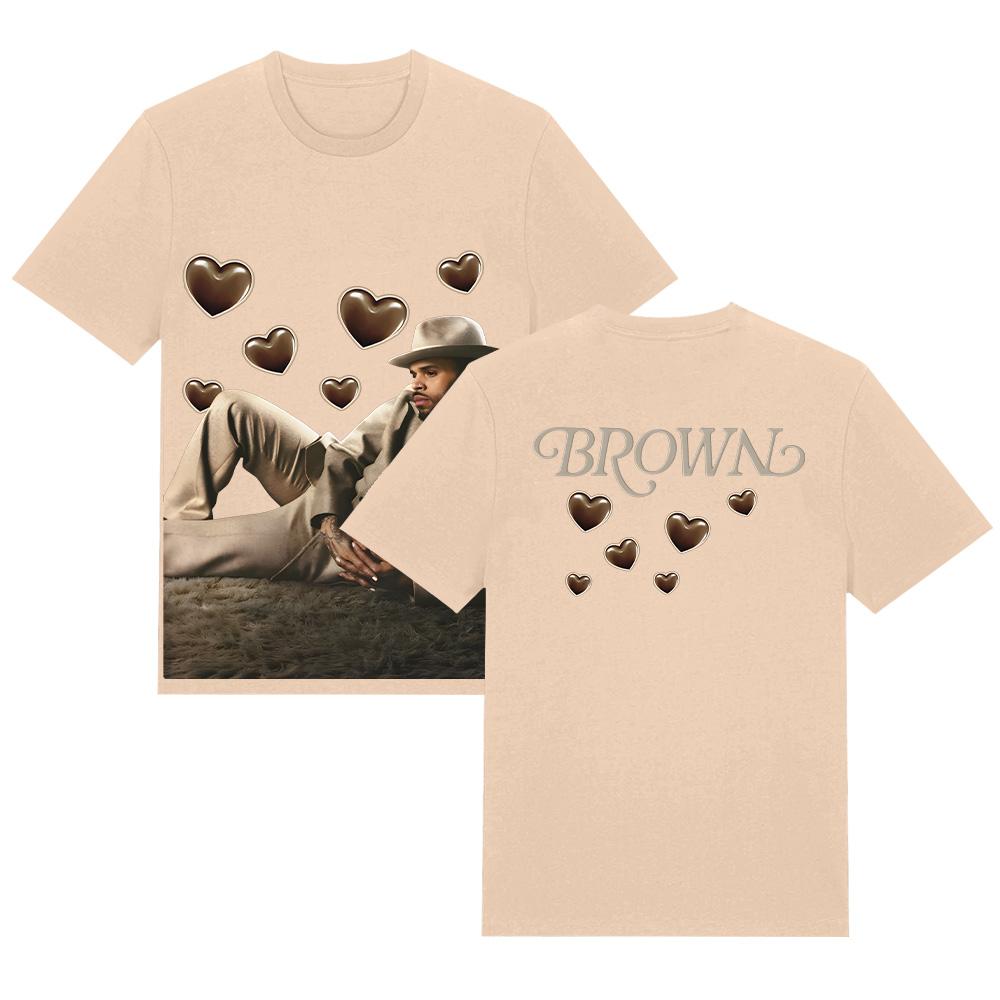 Brown Album Tee Chris Brown Men's Women's Crew Neck T-Shirt Summer Pure Cotton T Shirt Breathable Short Sleeve Tops