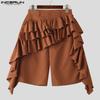 INCERUN Herren Reißverschluss Taille Unregelmäßige Rüschenlagen Lässige Caprihose