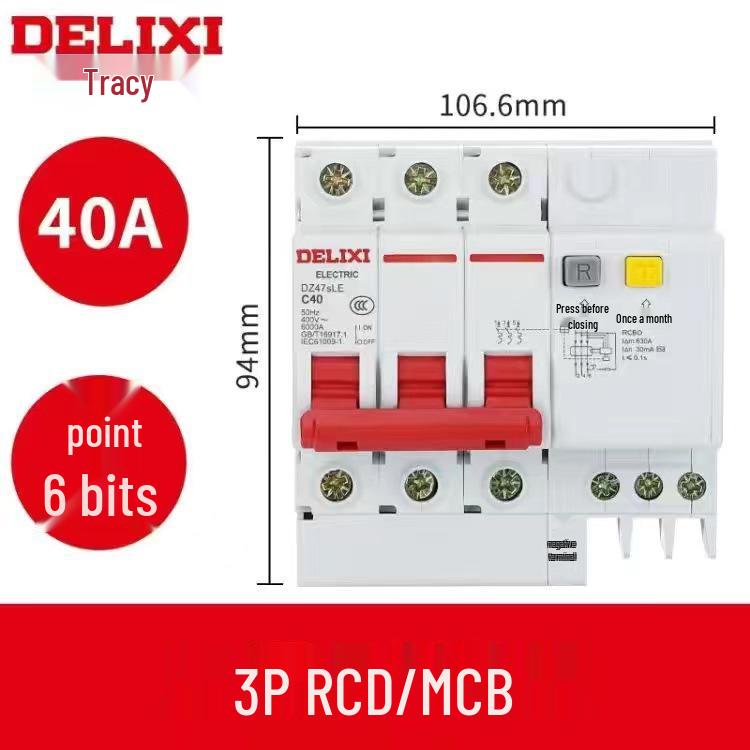 Delixi DZ47sLE Air Switch Circuit Breaker with Leakage Protection (1-4P, Single/Three-Phase, N)