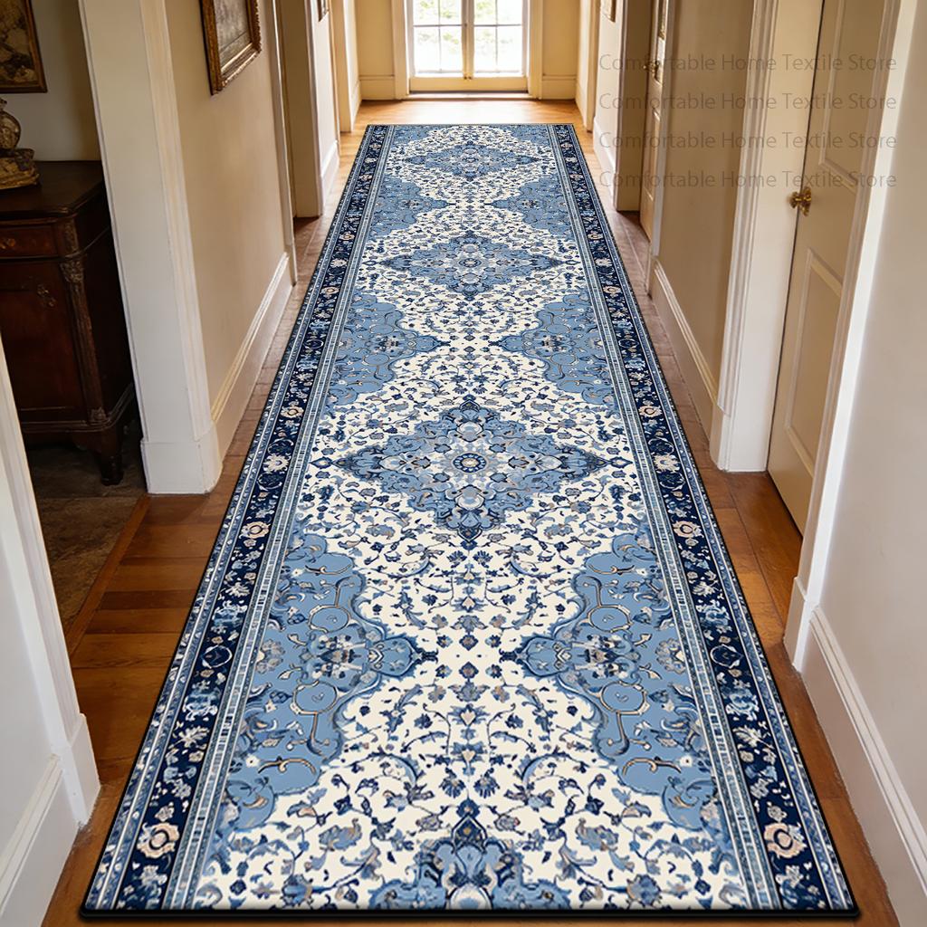 Luxurious European Patterns Long Corridor Carpet Decoration Doorway Stairway Antiskid Rug Easy Clean Lint-free Long Runner Mats