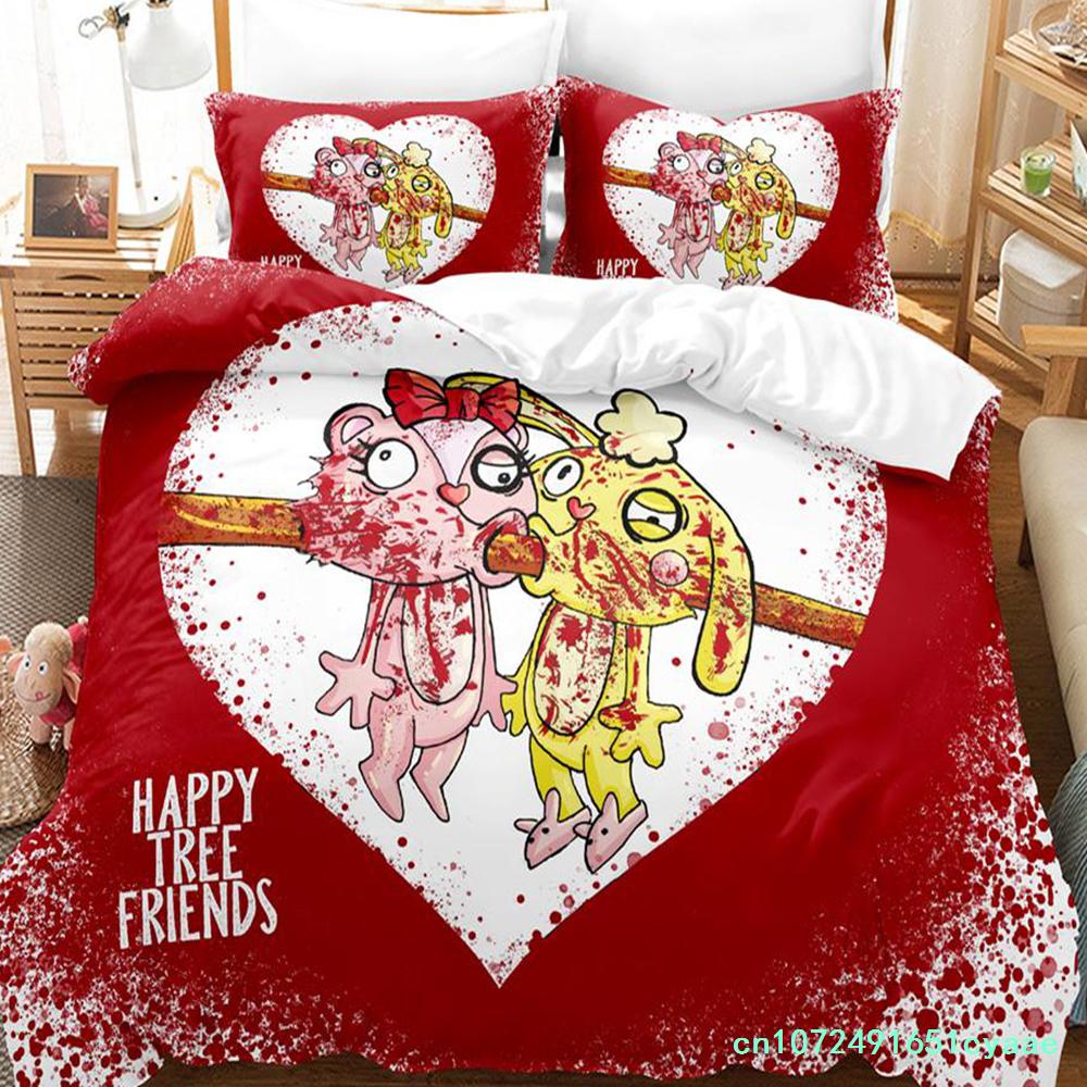 Happy Tree Friends Постельное белье Single Twin Full Queen King Size Bed Set Aldult Kid Bedroom Duvetcover Sets Anime