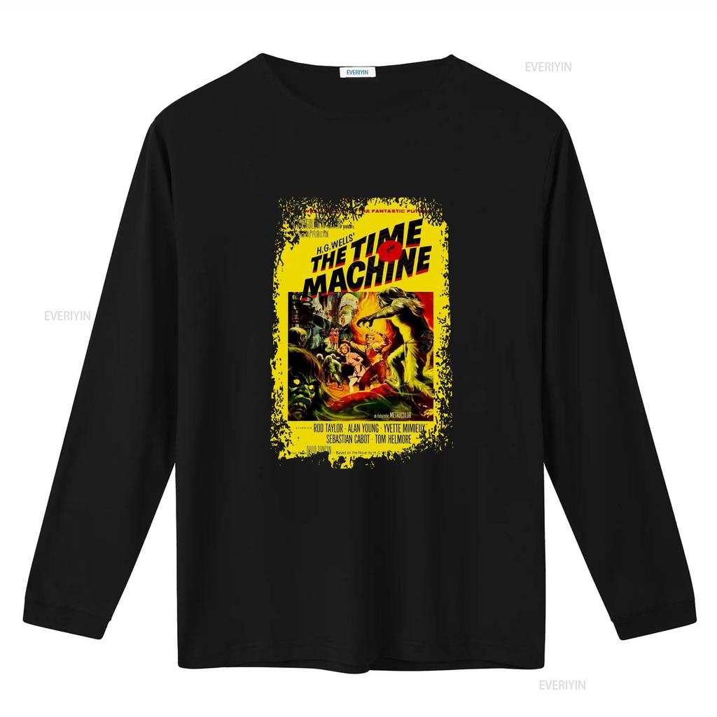 1960 The Time Machine Movie Poster Inspired Black T Shirt Retro Sci Fi Design vintage Washed Soft Unisex Top For Everyday Wear