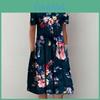 Street Style Floral Print Round Neck Short Sleeve Midi Dress For Summer Casual Wear