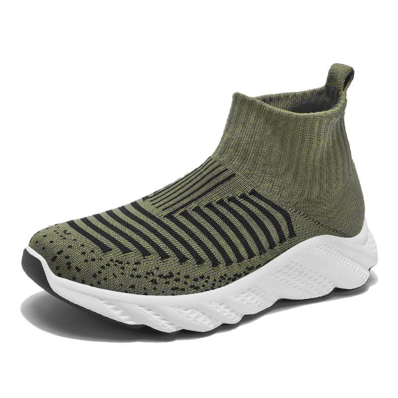 Large Size Summer Breathable High-top Fly-woven Shoes Men's New Running Soft-soled Casual Mesh Sports Trendy Shoes