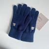 Women's Wool Gloves In Autumn and Winter Korean Cute Bear Embroidery Knitted Touch Screen Student Warm Riding Gloves Windproof
