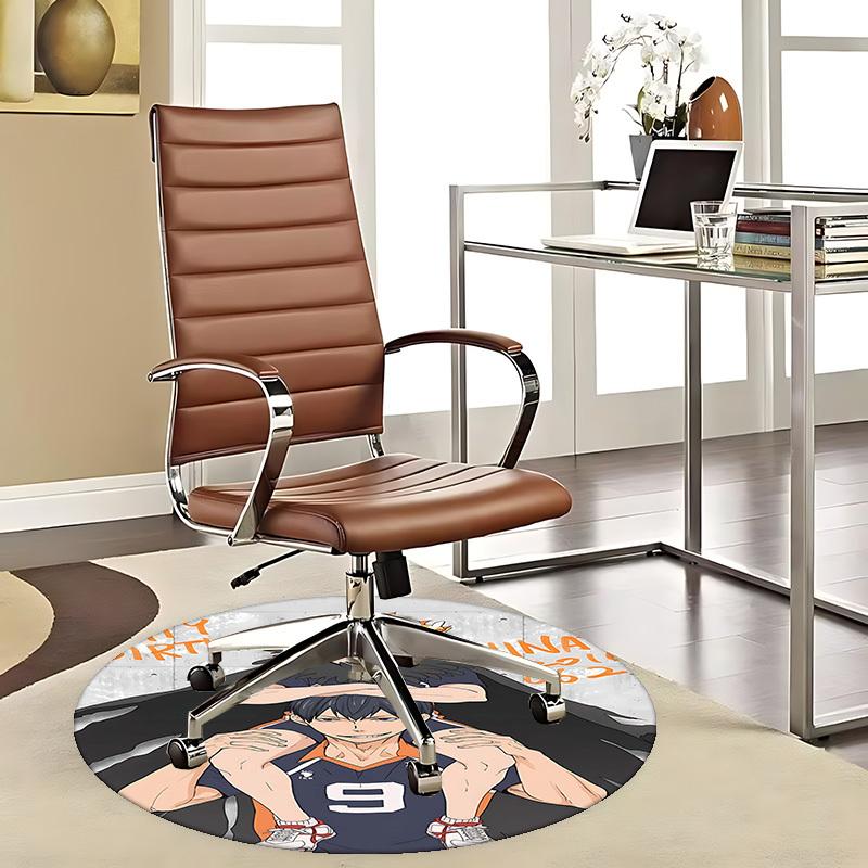 

1pc Hinata Shoyo Crowned Happy Birthday Round Carpet - Anime Cartoon Design Office Chair Mat, Non-Slip Rug for Home Decor, Suitable for All Seasons, P 80cm by 80cm