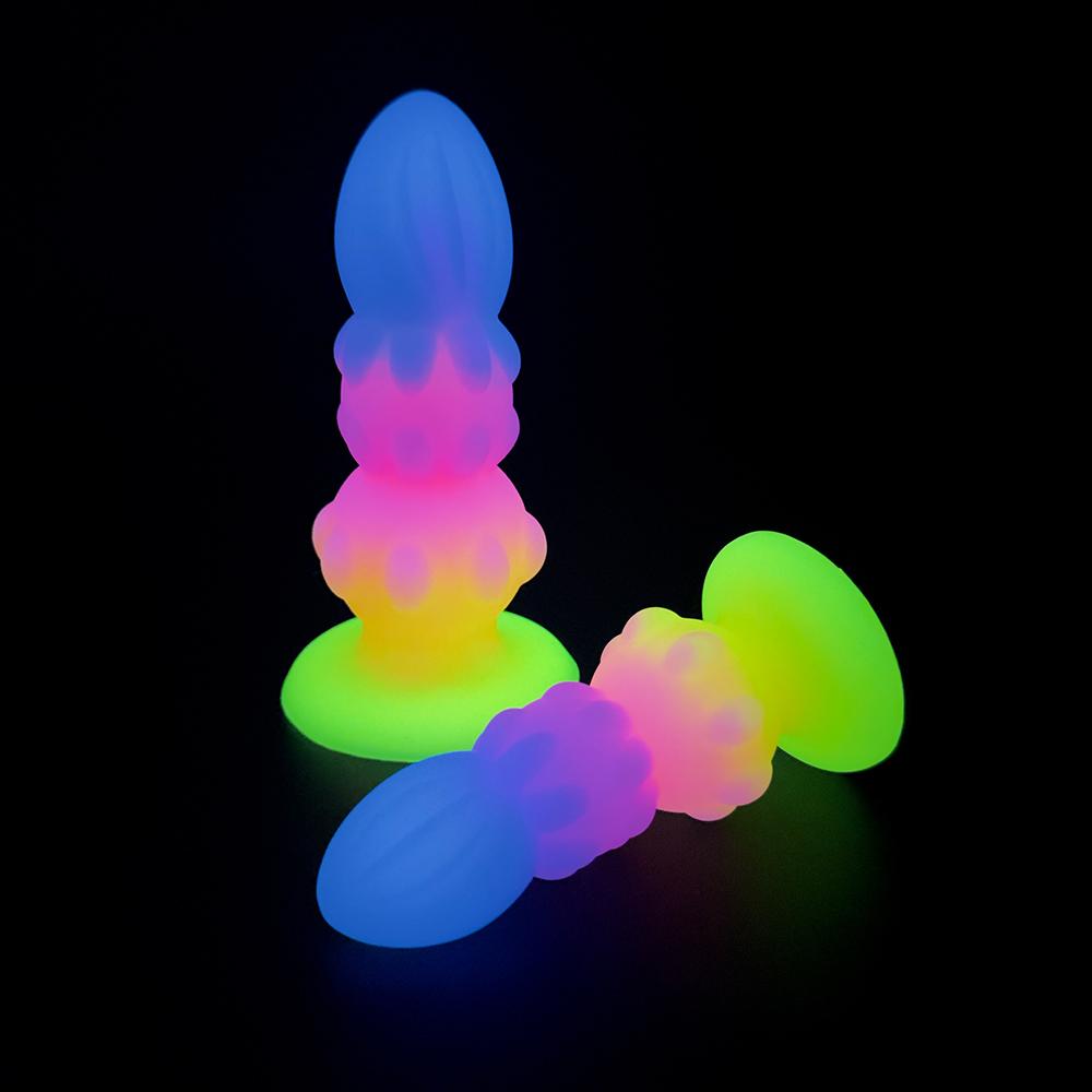 Luminous Anal Plug Dildos Butt Plug With Suction Cup Sex Tool Adult Silicone Dildo Anal Dilator Sex Toys