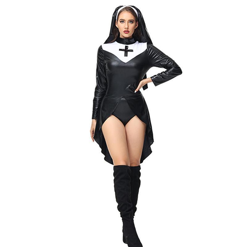 2023 New Halloween Nun Role Play Costume Sexy Nurse Cosplay Stage Performance Outfit Polyester Fabric