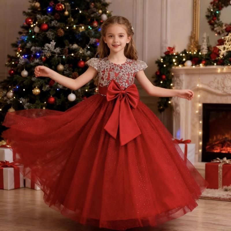 Mädchen Prinzessin Tüllkleid Klavieraufführung Hochzeitsfeier Weihnachten Abendkleid Größe 120-170cm