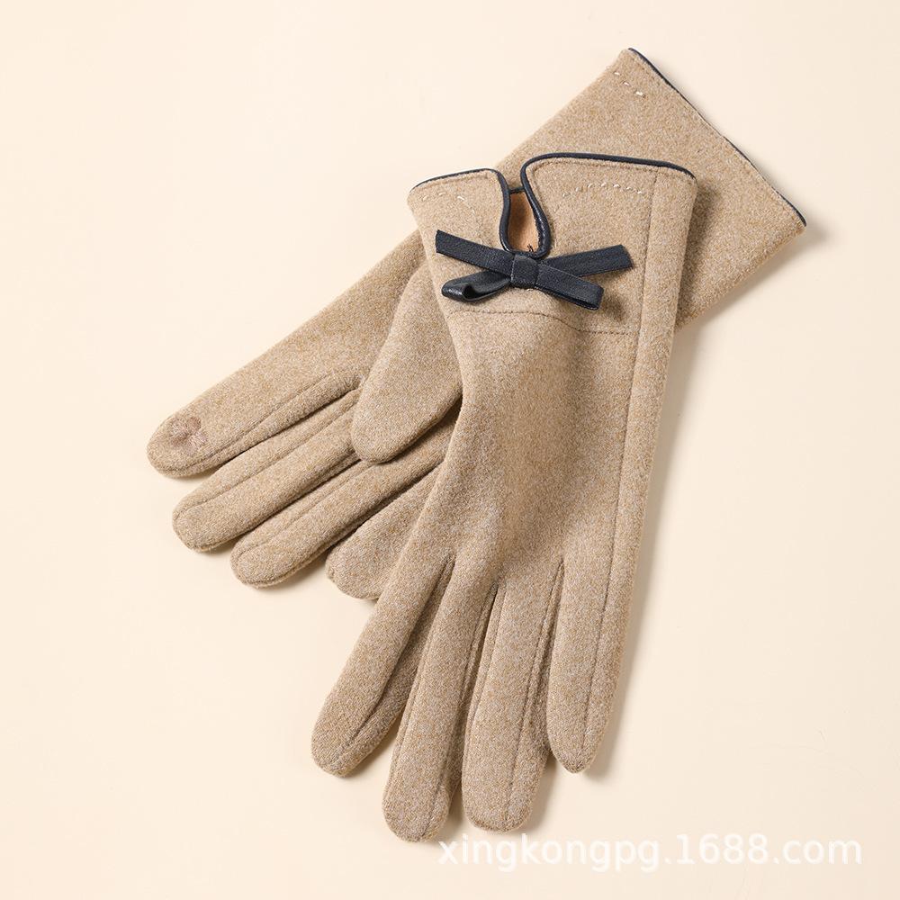 Warm Gloves Women'S German Plush Mouth Windproof And Cold-Proof Plush Outdoor Riding Driving Touch Screen Autumn And Winter Gloves
