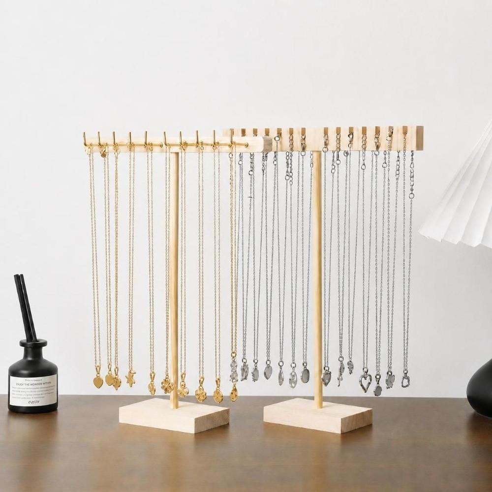 Countertop Use T-bar Jewelry Display Rack Wooden Bracelet Hanging Holder Home Decoration