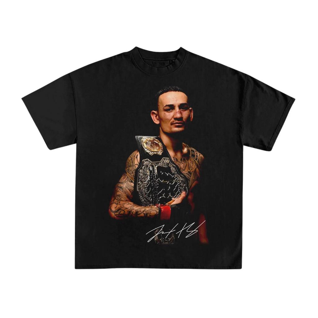 2026 Summer UFC Max Holloway Fighting Graphic Tshirt Women Sports Cotton Short Sleeve Loose Leisure Fitness Shirt Unisex