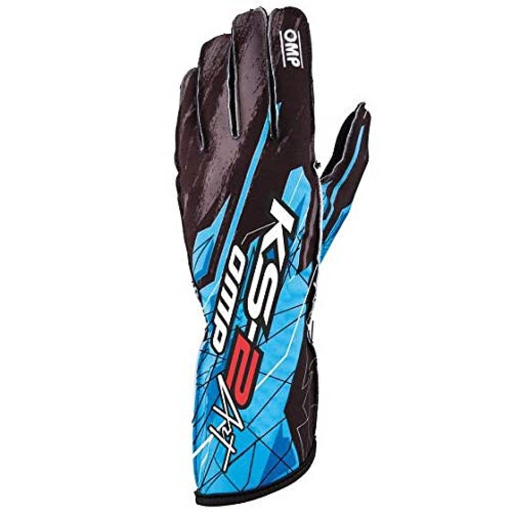 OMP ART KART Racing Size KS-2 Gloves, Black/FLCY, M, KB0-2748-A01-275-M