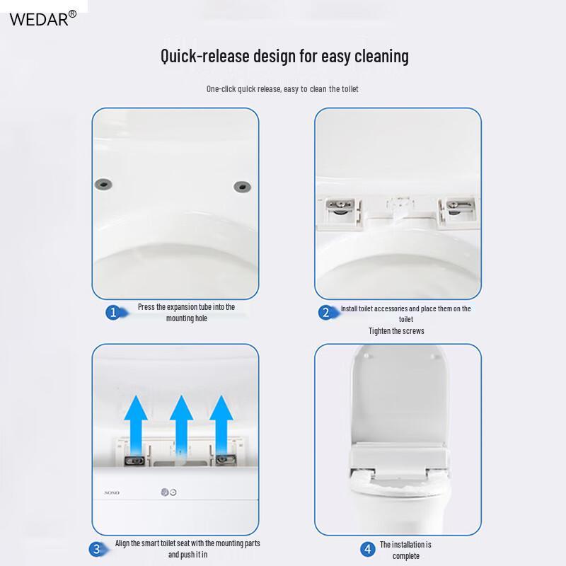 WEDAR U-Shape Smart Heated Toilet Seat with Auto Film Change