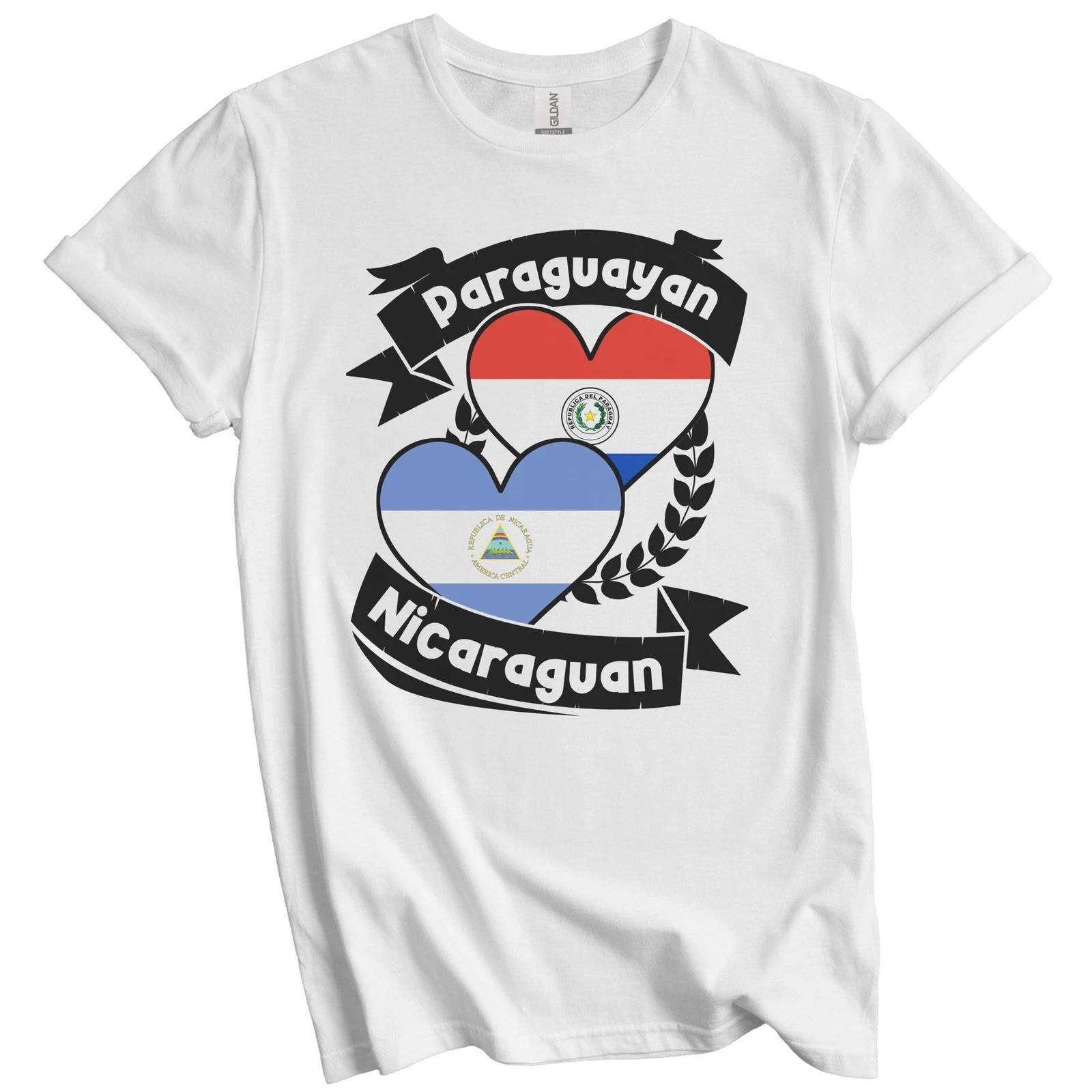 Paraguayan Nicaraguan Heart Flags Paraguay Nicaragua T-Shirt 2XL