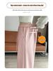 2026 Fall/Winter Off-White High-Waisted Cashmere Wide-Leg Pants with Velvet, Casual Floor-Length for Women