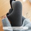 Extra Long Smoke Grey Fleece-Lined Micro Compression Vertical Stripe Women's Pantyhose Socks