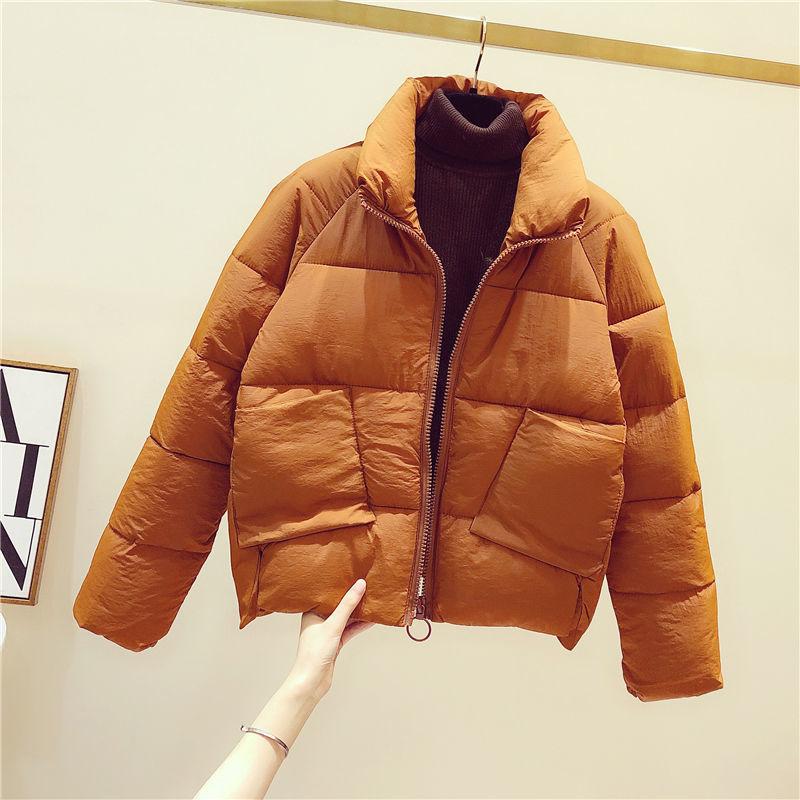 Kurzmantel Damen Baumwollgepolsterte Jacke Neue Kurze Baumwollgepolsterte Jacke Kleine Baumwollgepolsterte Jacke Brotjacke Harajuku Stehkragen Warm Tide