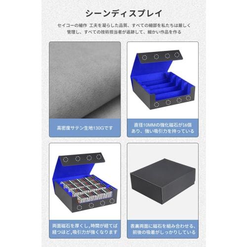 HG CHASING TRIBE Deck Case, PU Leather Trading Card Case, Holds 3200 Cards, Sleeve Compatible, Large Capacity (Black, Blue, 4 Columns/3200 Cards)