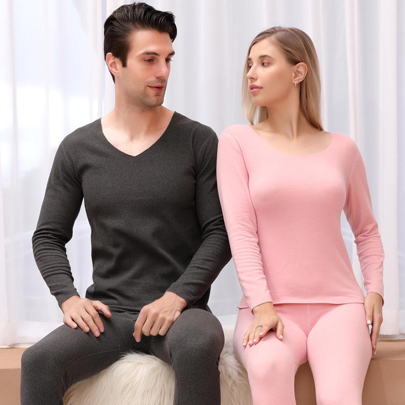 Double-Sided Brushed Seamless Warm Base Layer Set for Men & Women - Fleece-Lined, Perfect for Autumn and Winter