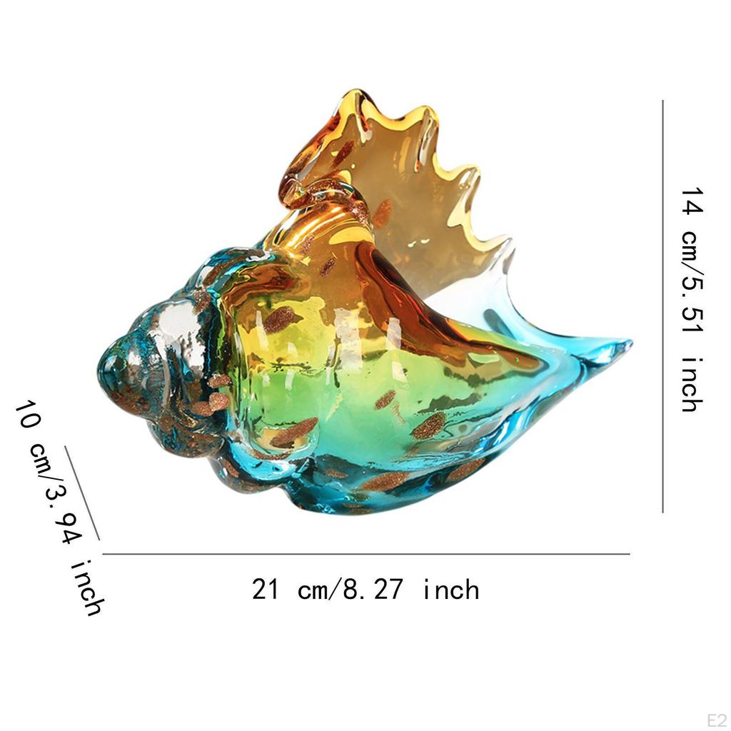 Glass Conch Figurine Sea Animal Art Decor Craft Statue Ornament for Home Office Entryways Room