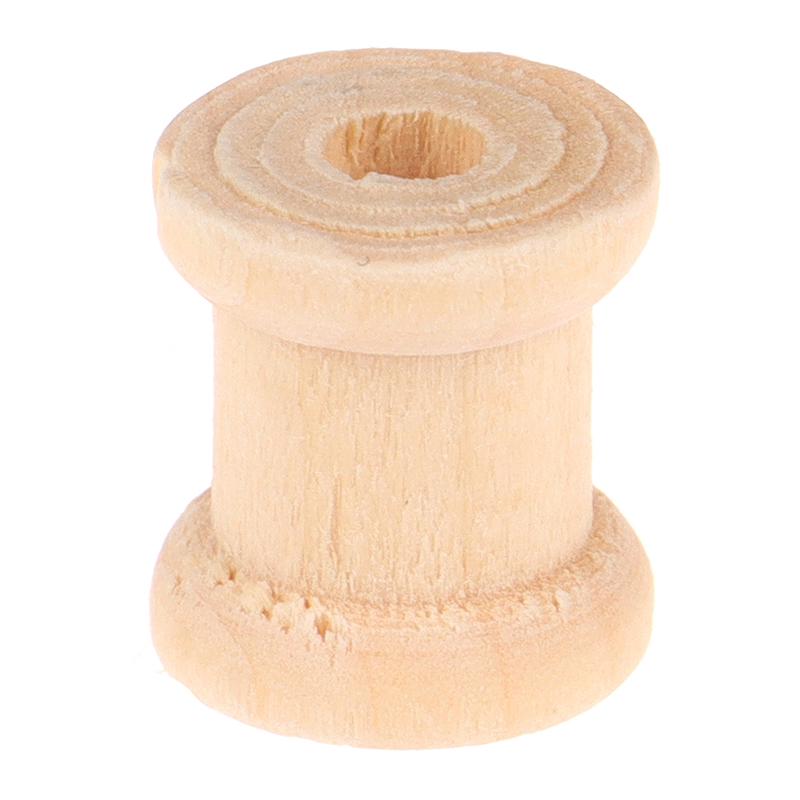 100Pcs Wooden Empty Thread Spools Wood Bobbins Reels Organizer Sewing Tools
