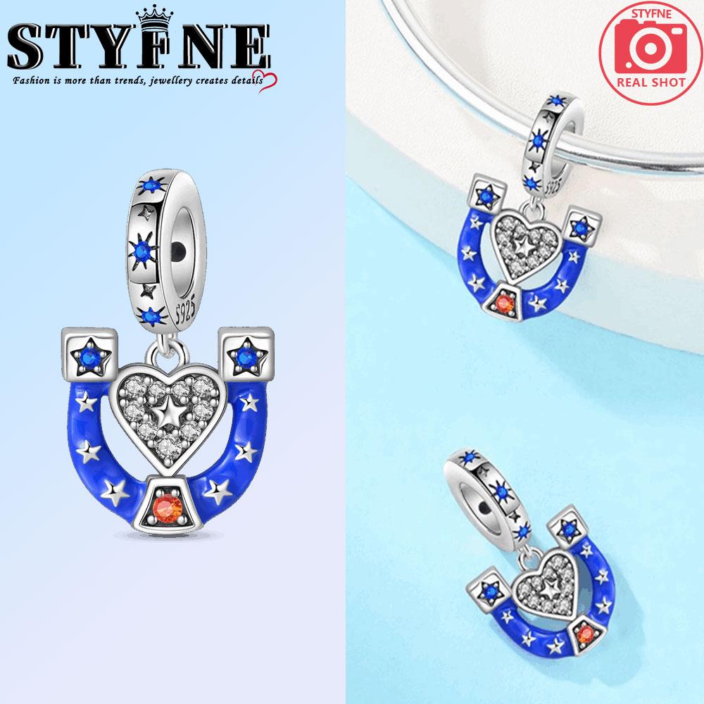 Copper Blue Lucky Horse Hoof Cowboy Hat Rugby Skull Charms Beads Pendant For Original Bracelet Woman Girl Jewelry