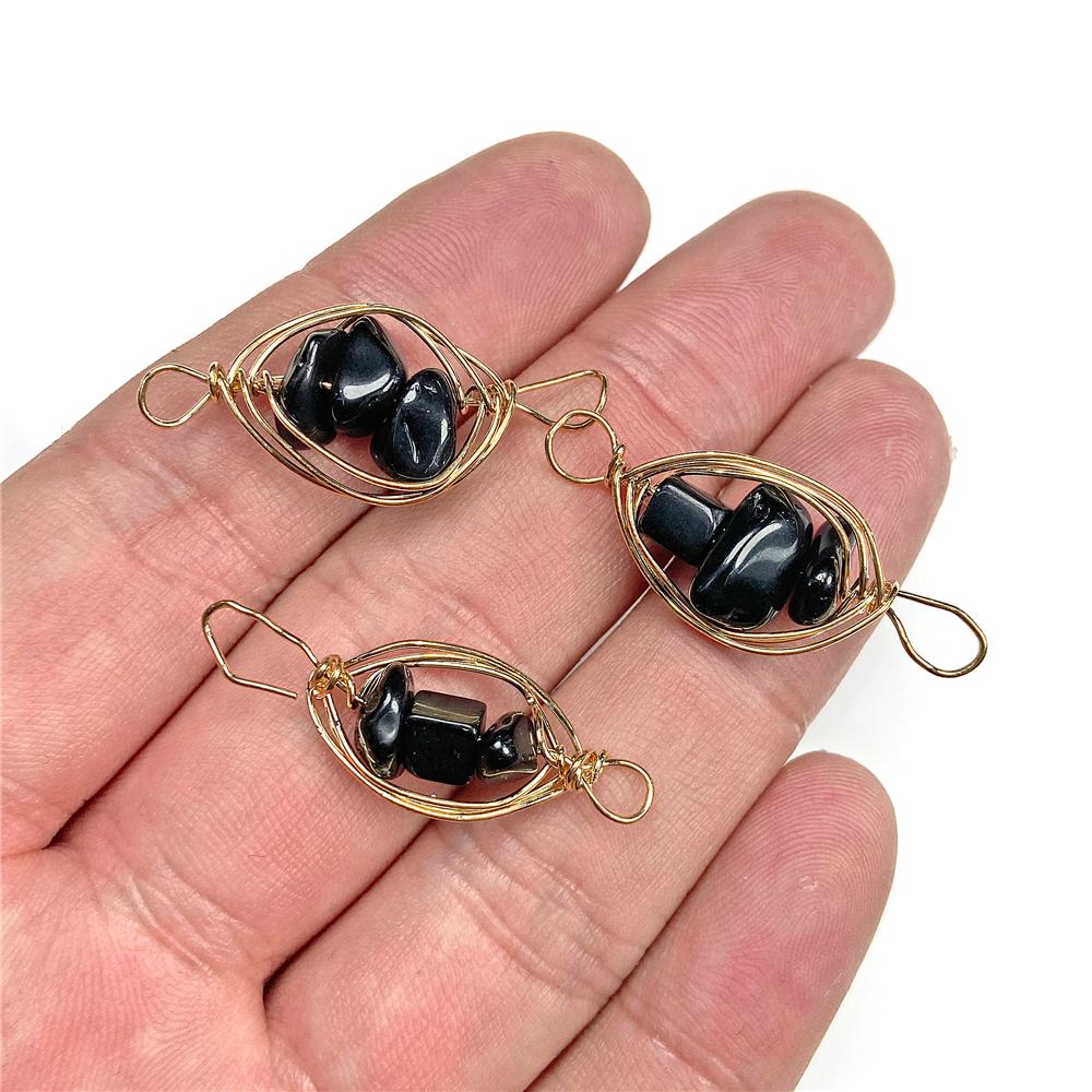 Irregural Stone Chips Connector Charms Natural Crystal Winding Stone Connector Pendant Winding for Women Making Jewerly DIY