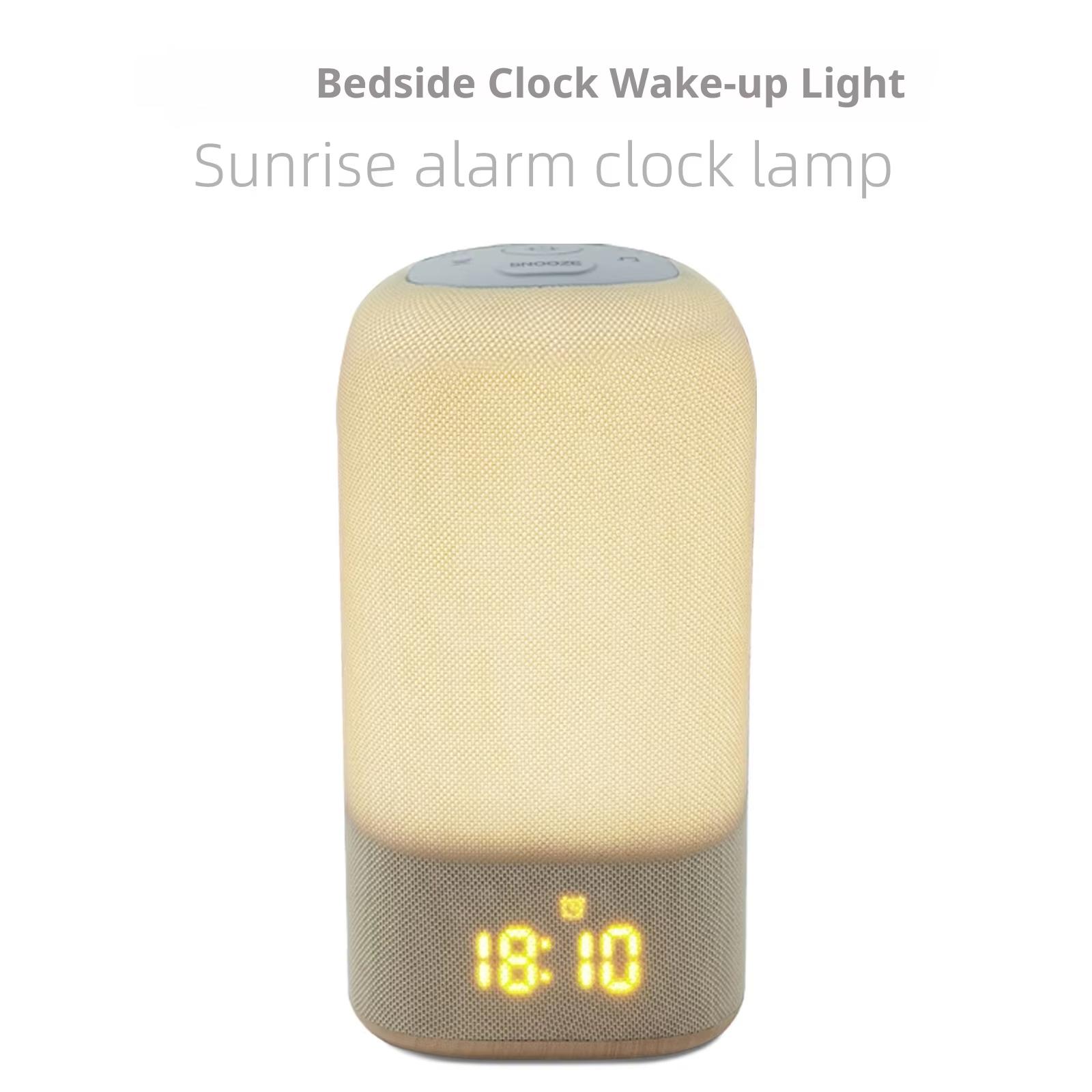 Natural Sound White Noise Multifunctional Desktop Dual Alarm Clock Speaker Night Light Stepless Dimming RGB Ambient серый