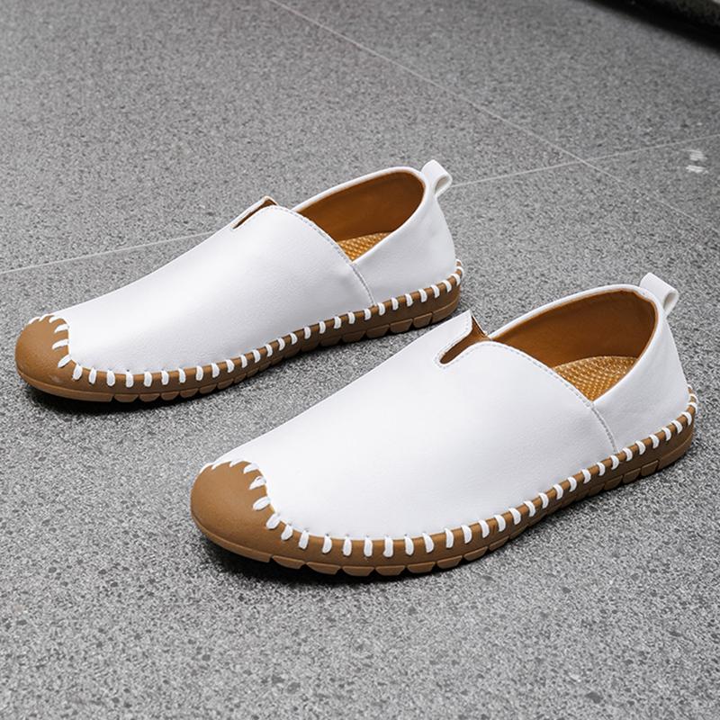 New Arrival Vintage Fashion Men's White Black Patent Leather Casual Shoes Male Handmade Comfort Loafers Zapatos Hombre